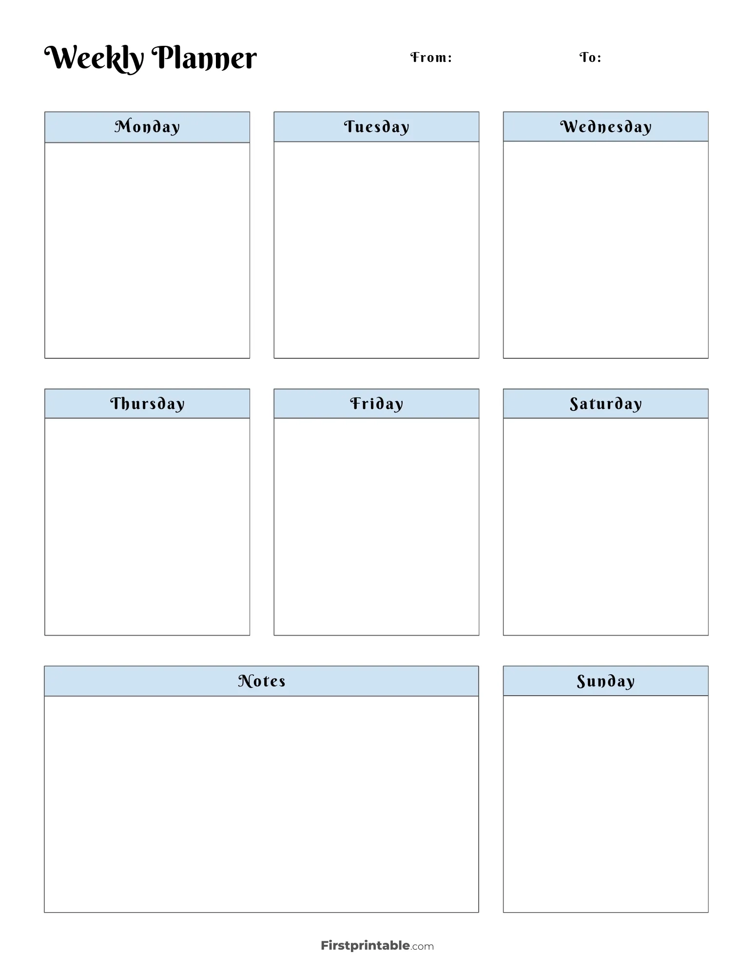 Editable Printable Weekly Calendar