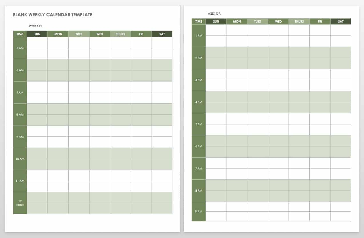 Printable Weekly Time Calendar