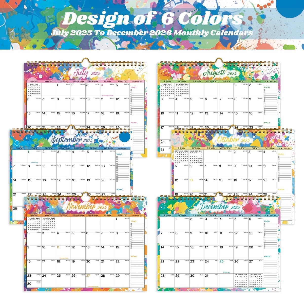 July Through December 2026 Printable Calendars