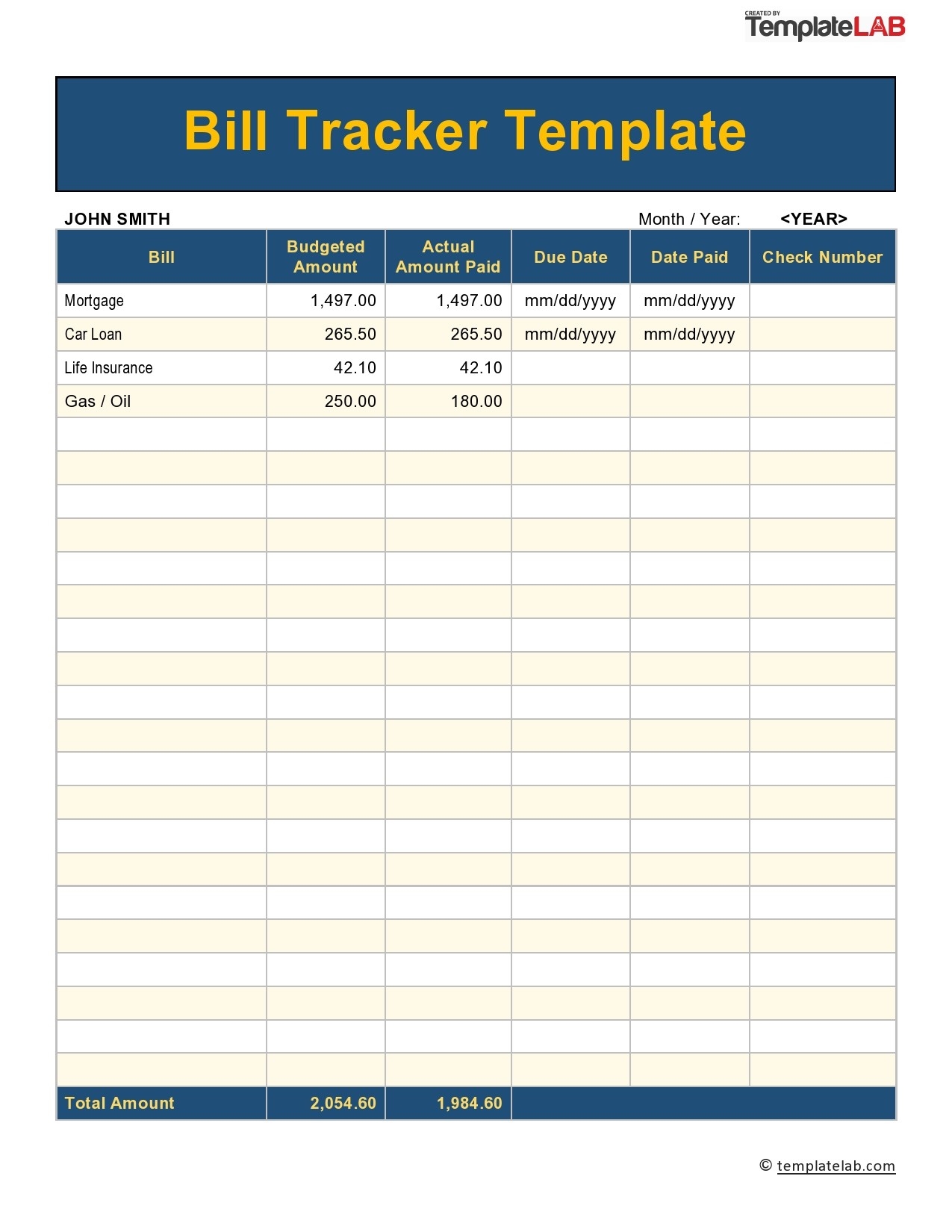 20 Free Bill Pay Checklists Bill Calendars PDF Word Excel 
