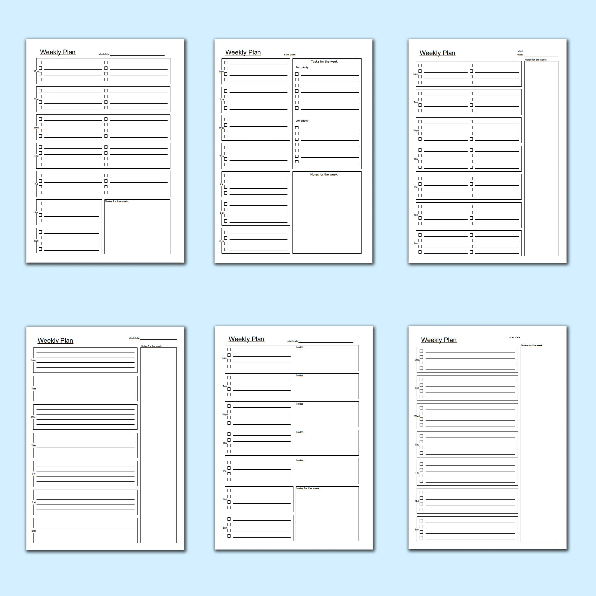 2021 Weekly Schedule Planner 10 Types Simple To do List Checklist Calendar Printable A4 PDF Editable Excel Template Instant Download Jenny 
