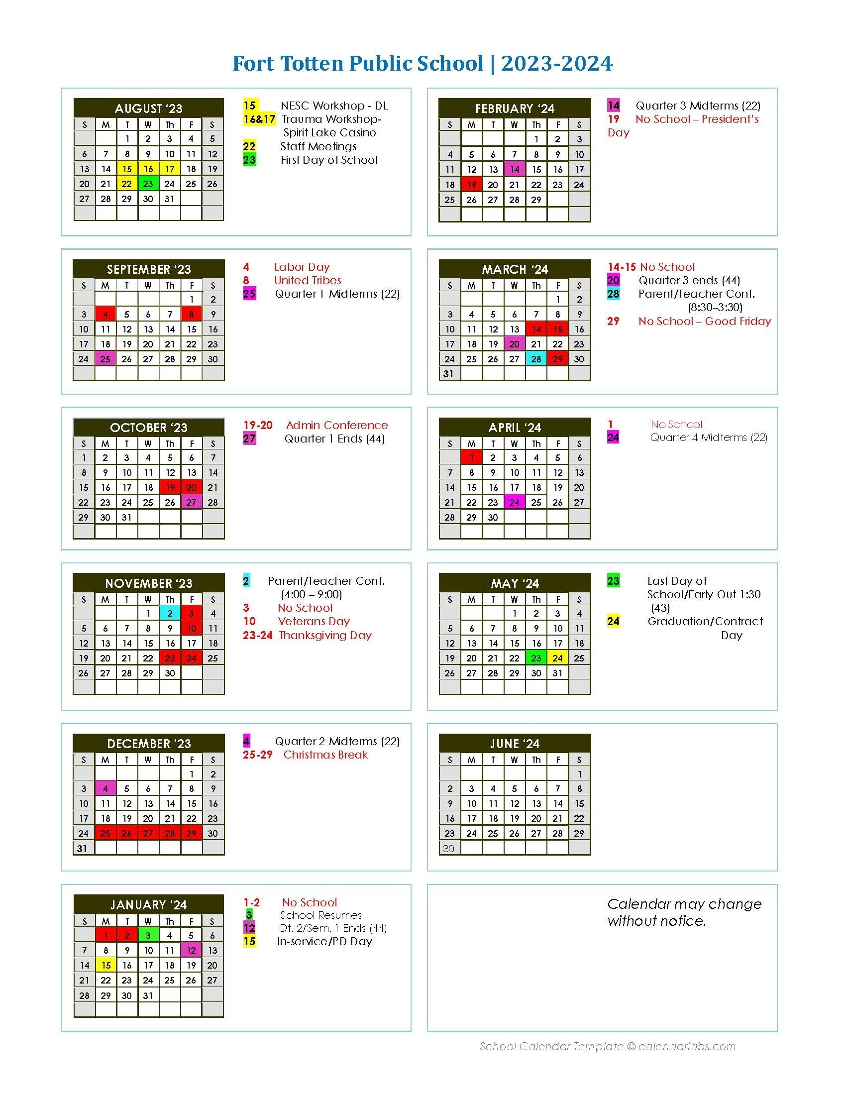 2023 2024 School Year Calendar Four Winds High School