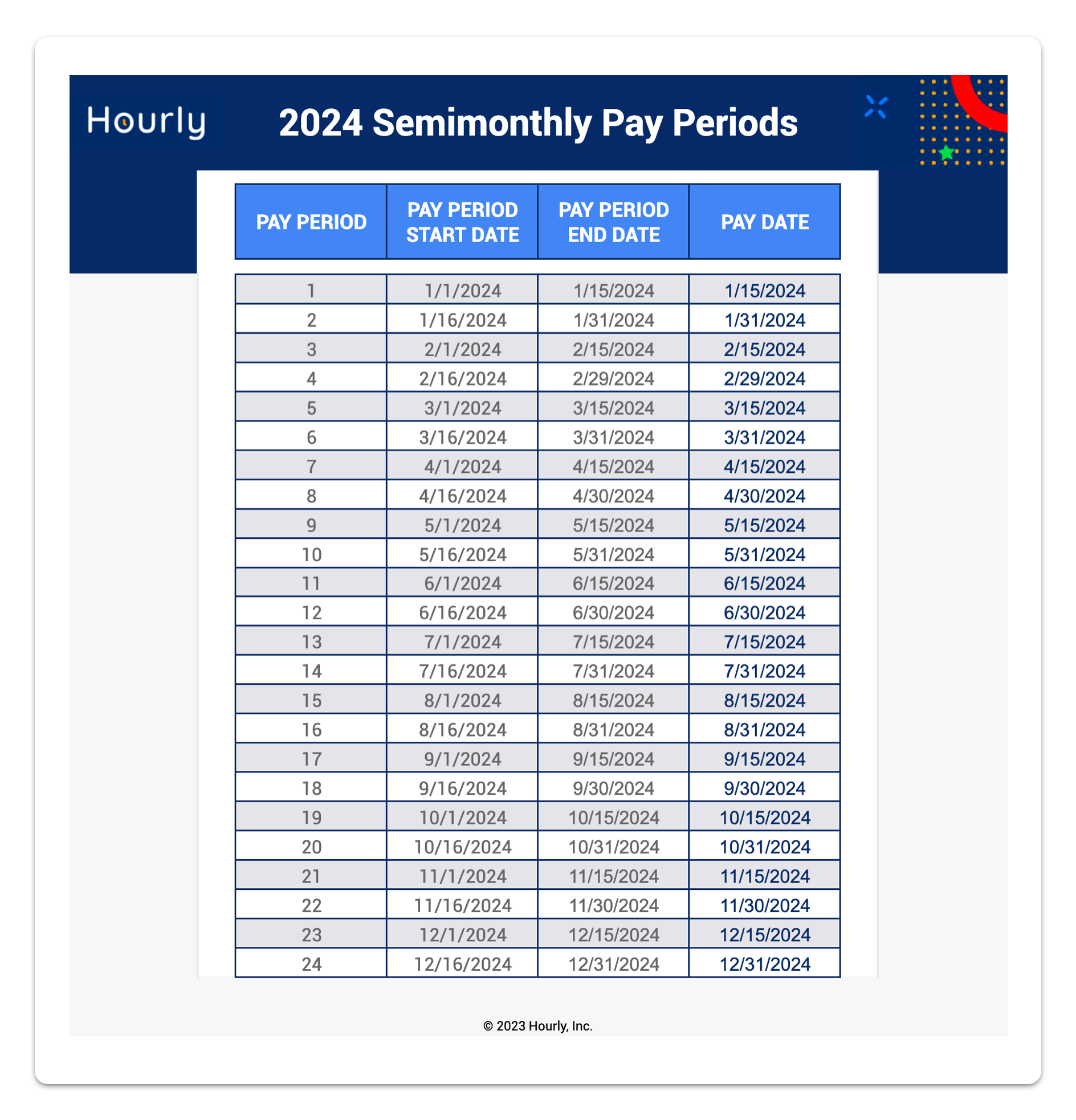 2025 Biweekly Payroll Calendar Printable