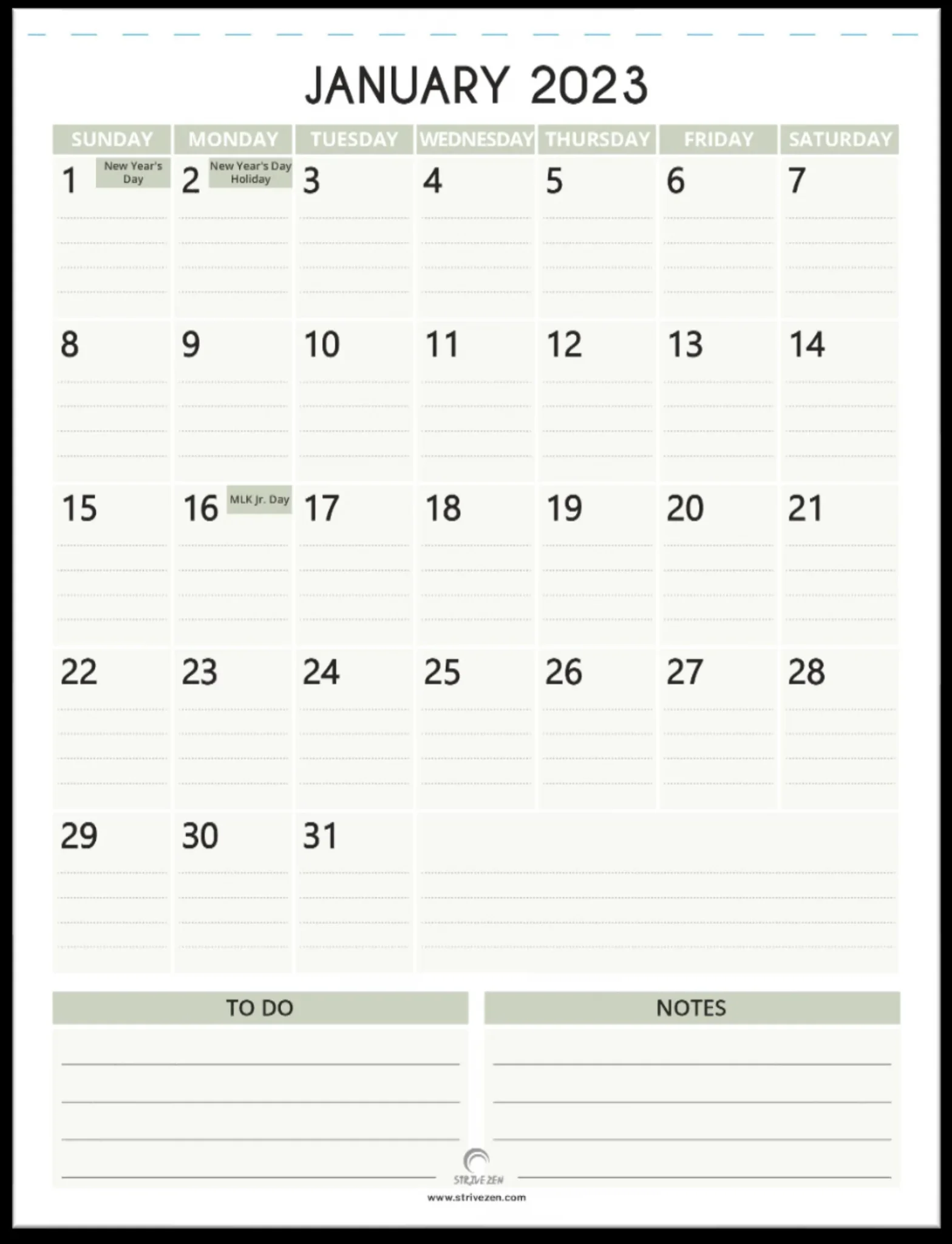 Printable Blank Desk Calendar