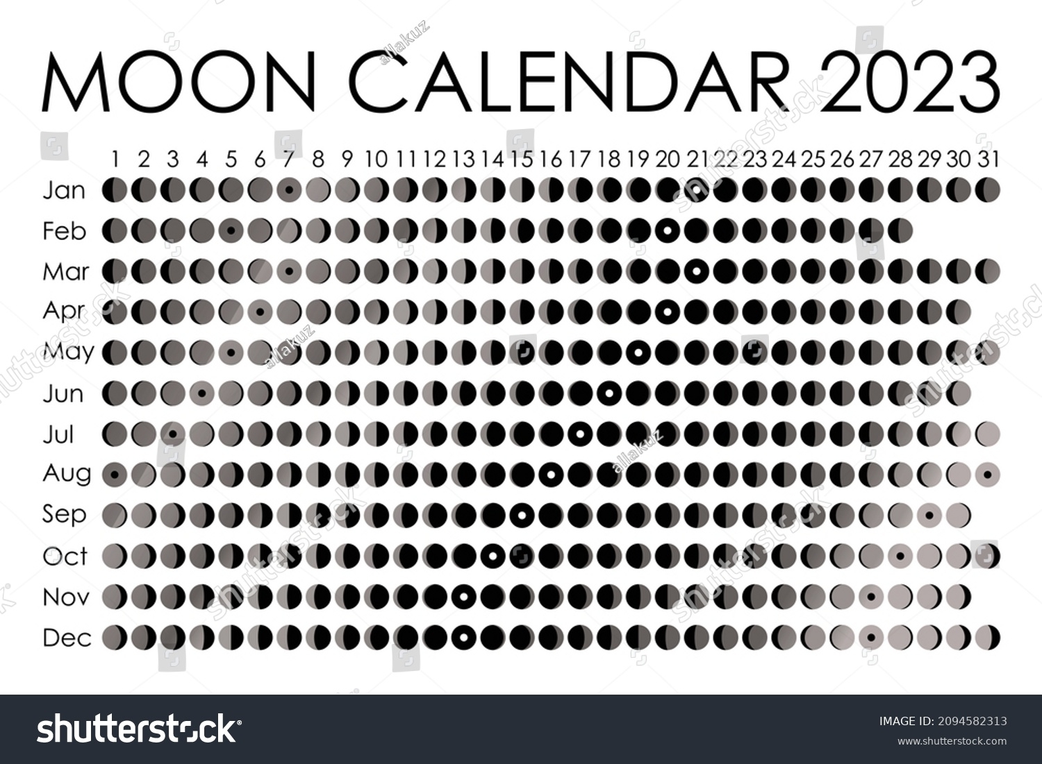 2023 Moon Calendar Astrological Calendar Design Stock Vector Royalty Free 2094582313 Shutterstock