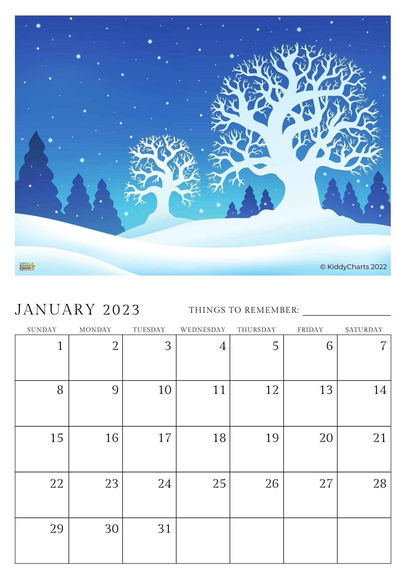 2023 Printable Calendar Editable Version KiddyCharts Shop
