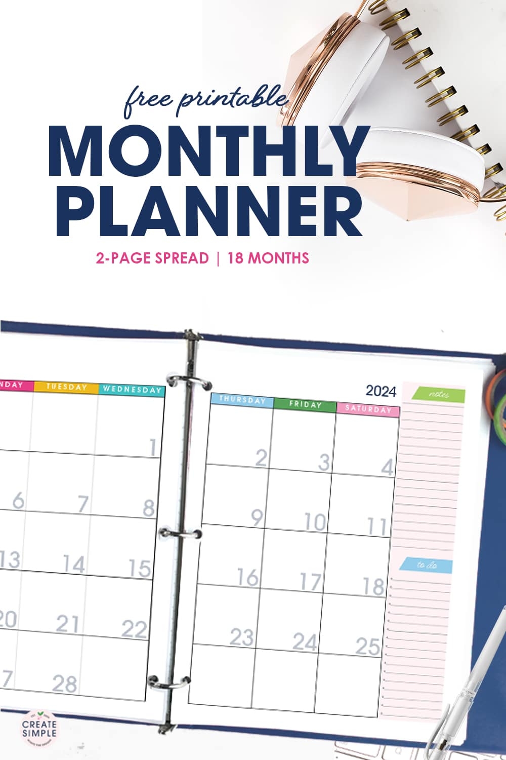 2024 2025 Monthly Planner Free Printable Calendar Download