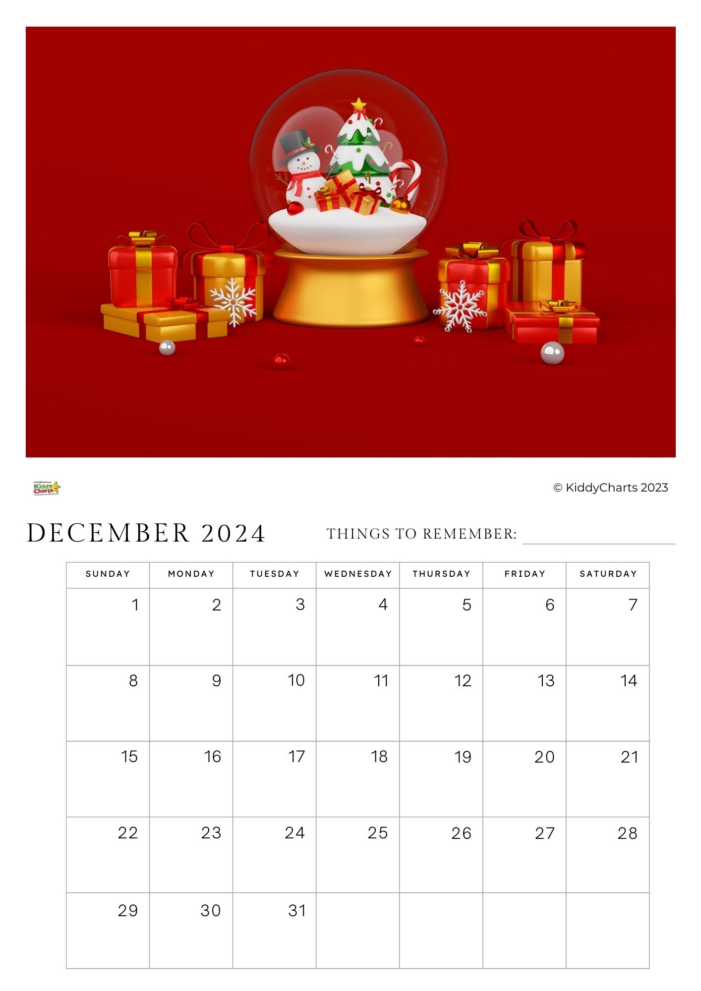 2024 Printable Calendar Editable Version For Kids KiddyCharts Shop