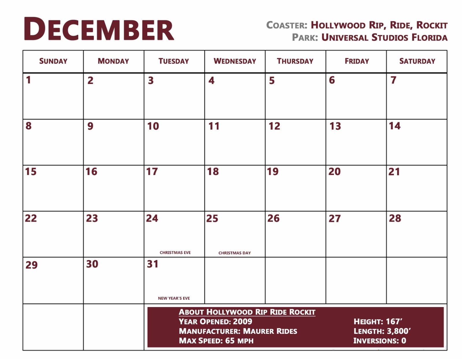 Silver Dollar City 2025 Calendar Printable