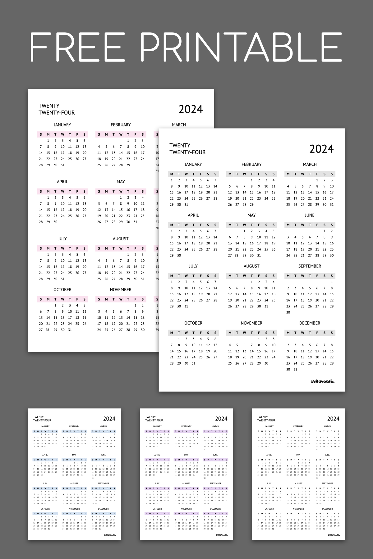 2024 Year At A Glance Calendar Free Printable Digital Insert 2024 Year At A Glance Calendar Free Printable Digital Insert