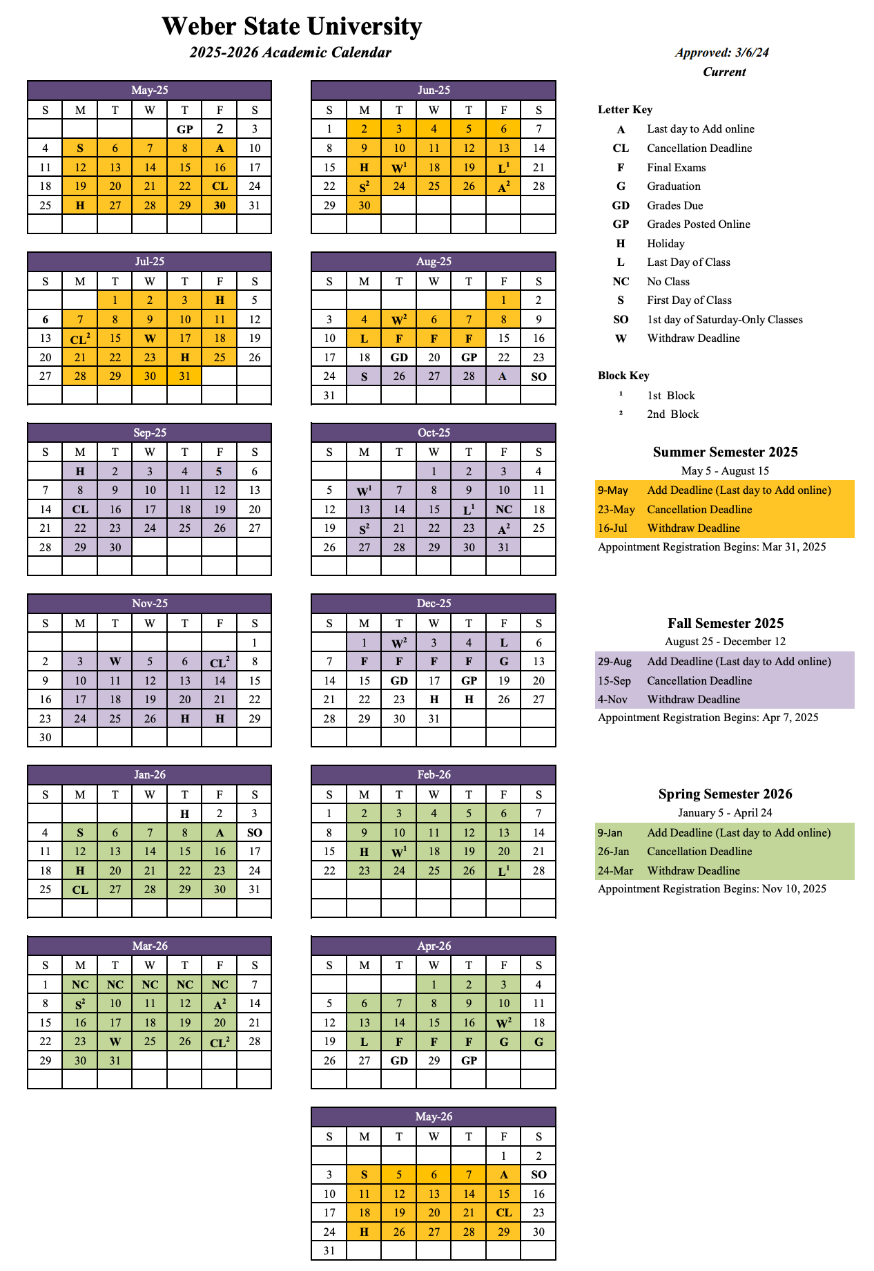 2025-2026 Academic Calendar Printable