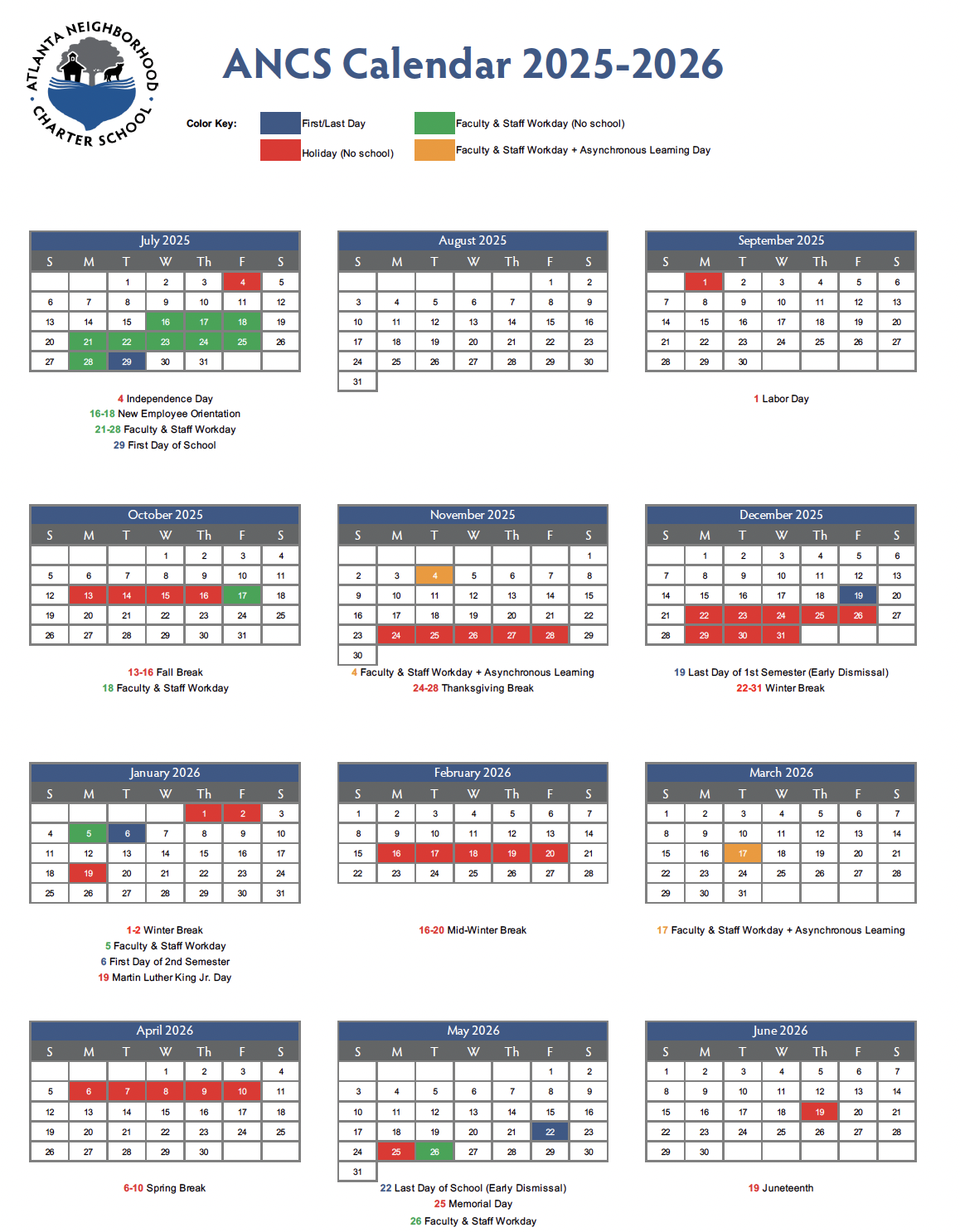 Printable 2025 And 2026 School Calendar