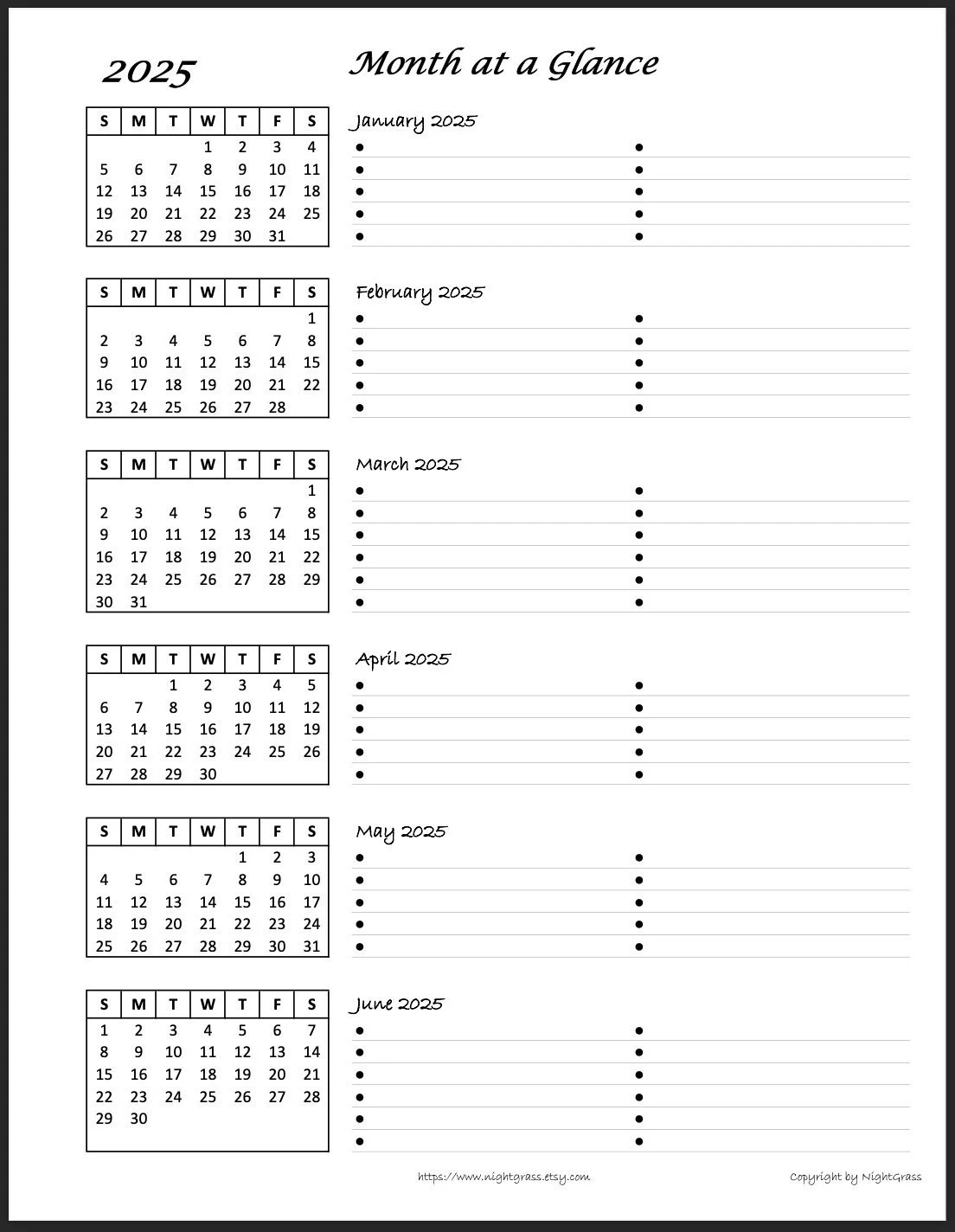 2025 6 month At A Glance Minimalist Calendar 8 5x11 Instant Digital Download PDF File Etsy 2025 6 month At A Glance Minimalist Calendar 8 5x11 Instant Digital Download PDF File Etsy