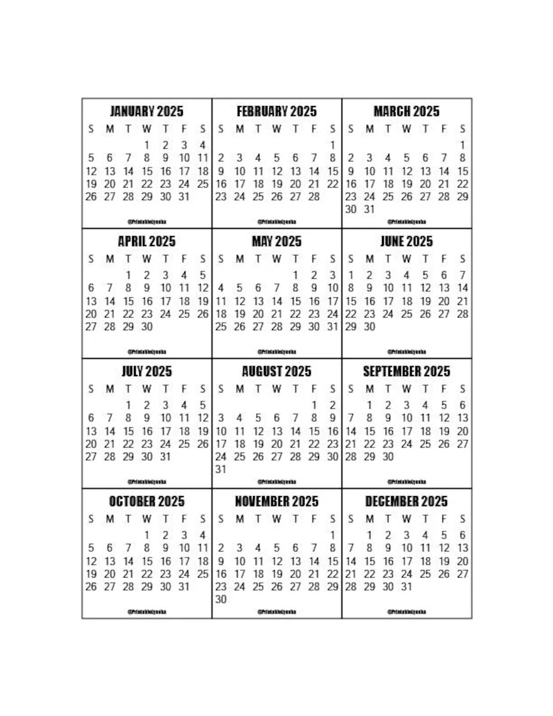 2025 And 2026 Calendar Printable 2025 2026 Mini Monthly Calendar Tab Size 2 X 2 Inches Calendar Printable PDF Etsy Israel