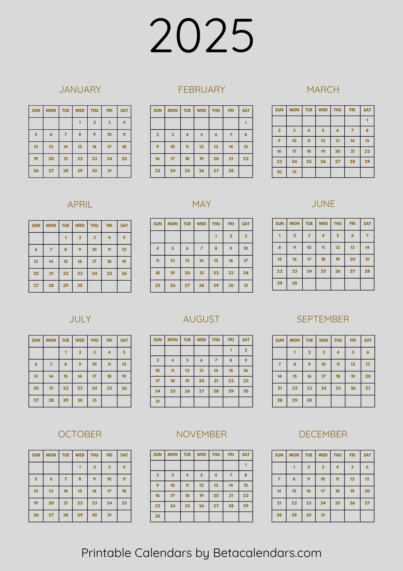 Calendar 2025 Printable Calendar 2025