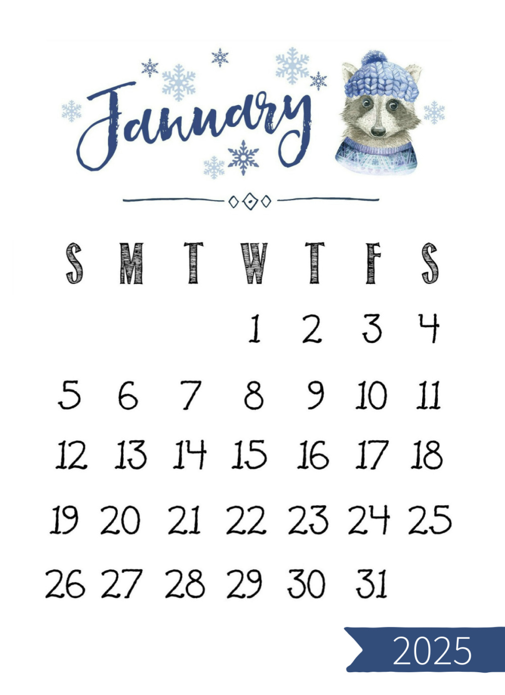 Free Printable Desk Style 2025 Calendars