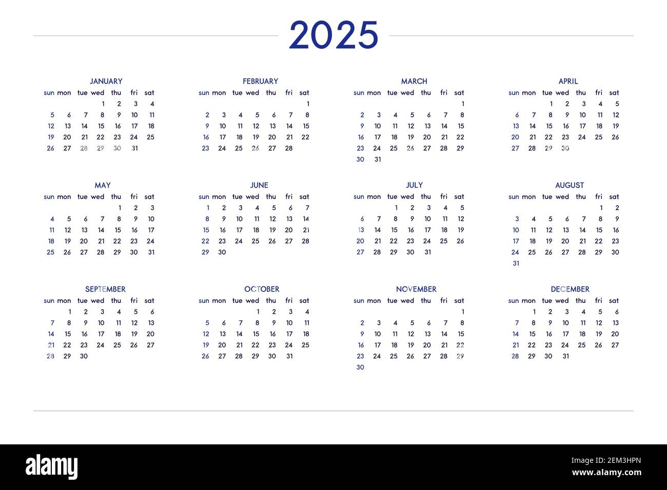 2025 Calendar Stock Vector Images Alamy