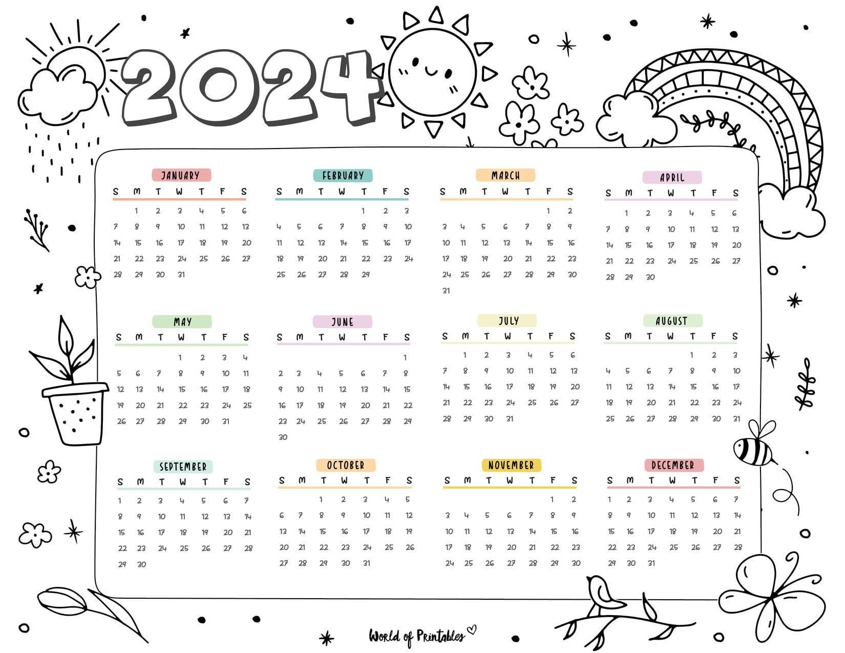 Free Printable Coloring Calendar