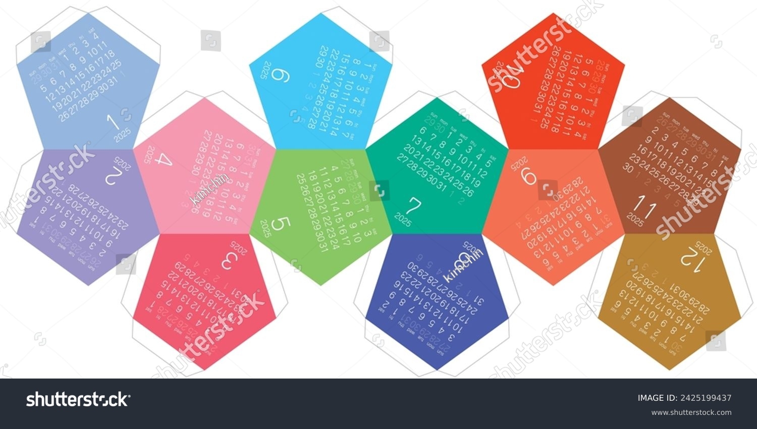 2025 Dodecahedron Desk Calendar Paper Craft Stock Vector Royalty Free 2425199437 Shutterstock