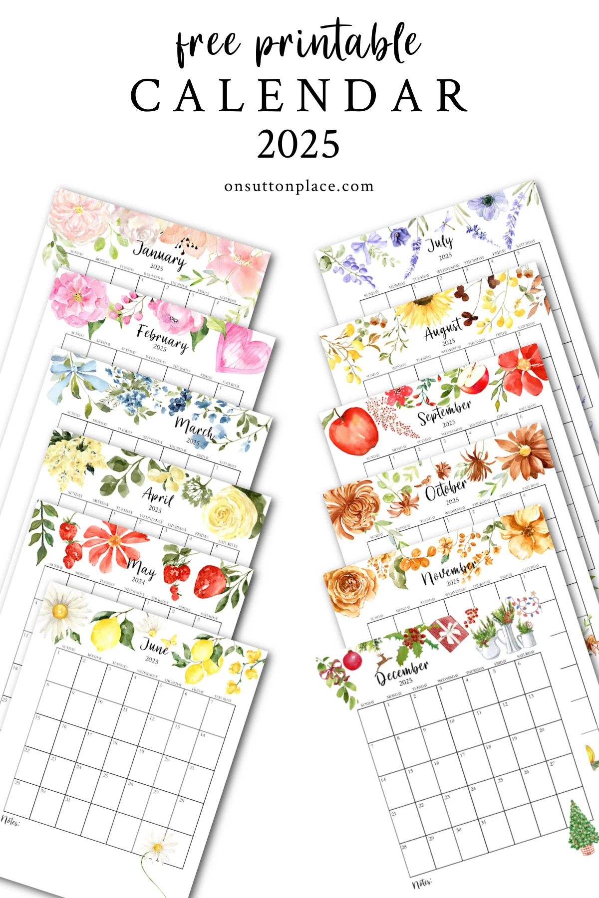 2025 Free Printable Monthly Calendar