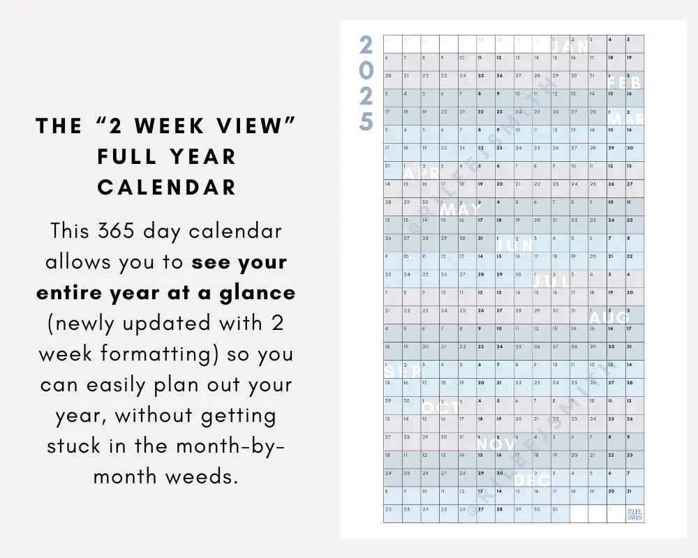 2025 Full Year Calendar 2 Week View Year Planner Digital Download School Calendar 2024 Year Poster Academic Planner Etsy