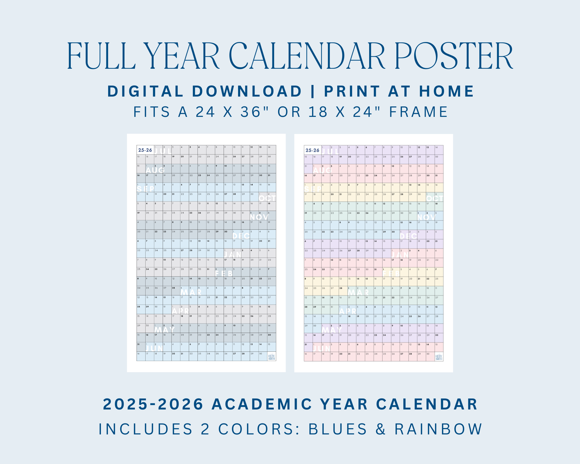 2025 Full Year Calendar Rilee Smith