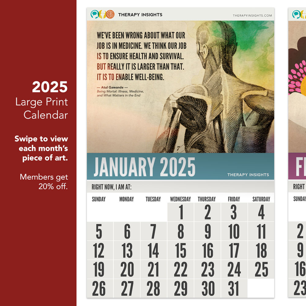 2025 Large Print Calendar Therapy Insights