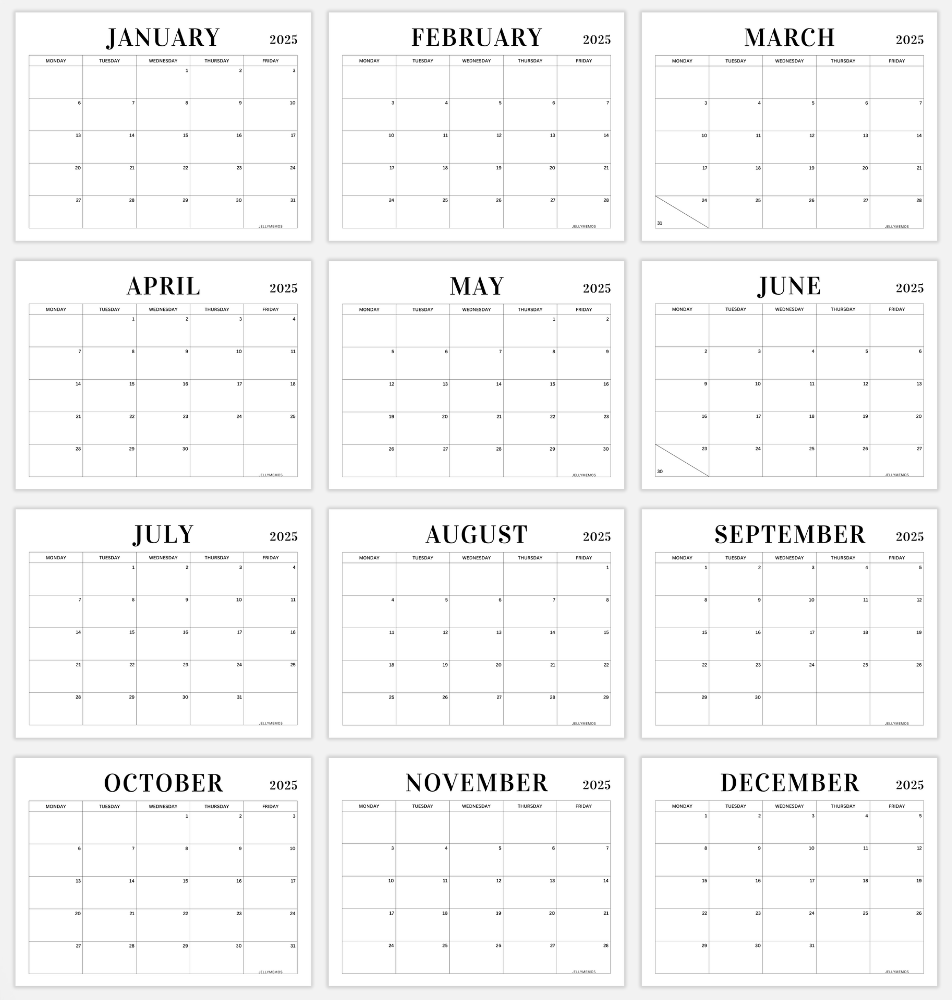 2025 Monday To Friday Calendar Printables Cute Free JellyMemos 2025 Monday To Friday Calendar Printables Cute Free JellyMemos