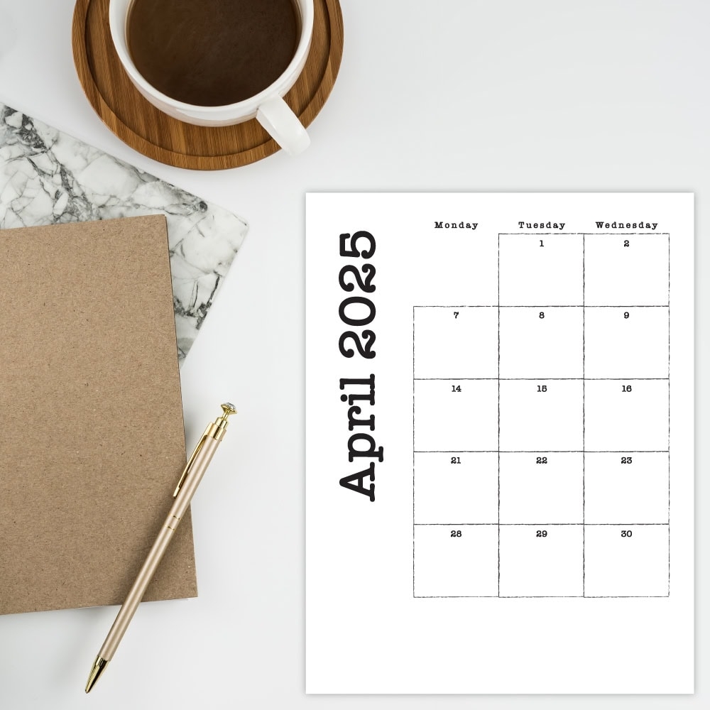 2025 Printable Portrait Monthly Calendar