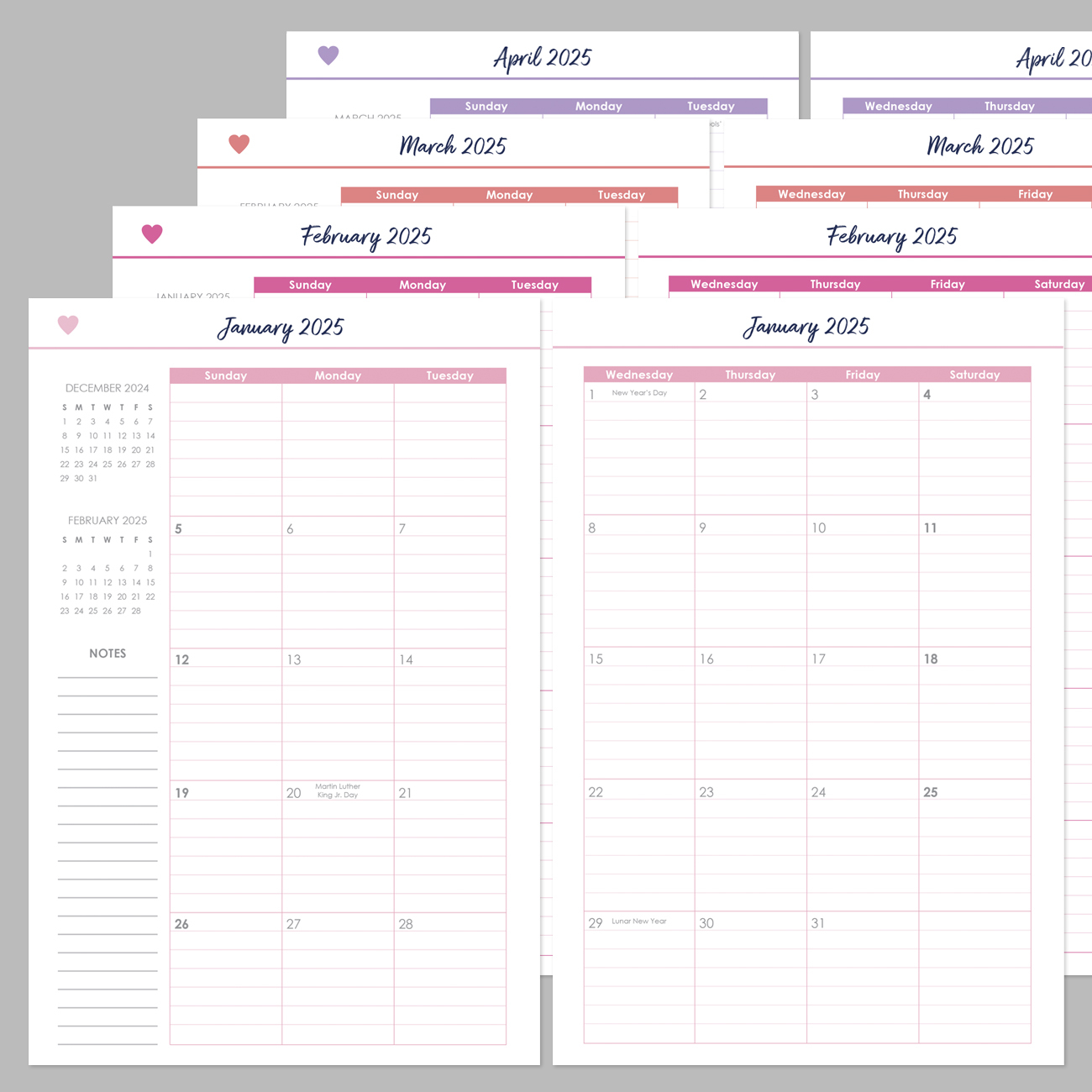 2025 Monthly Notebook Planner 5 8