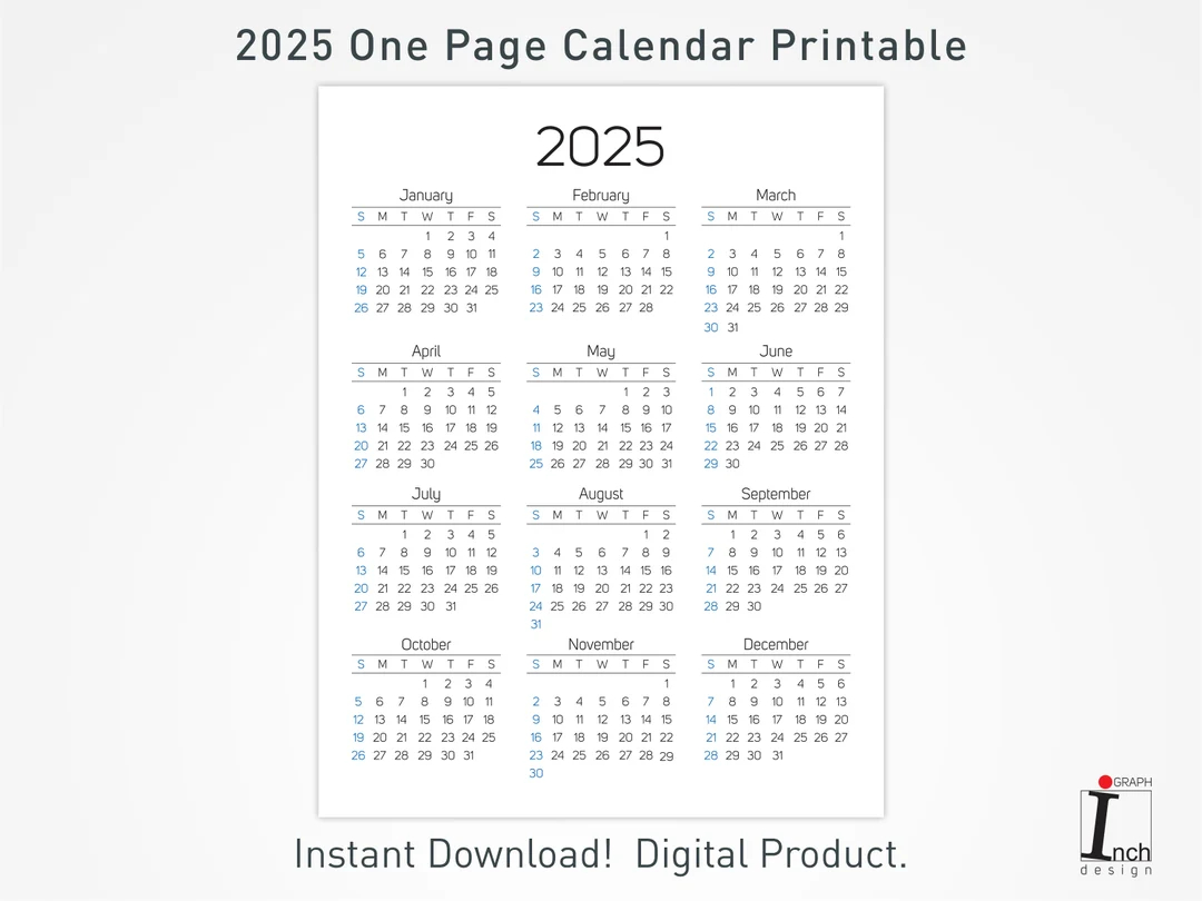 2025 printable calendar 12 months one page calendar wall calendar 2025 desk calendar minimalist home calendar decoration etsy new zealand