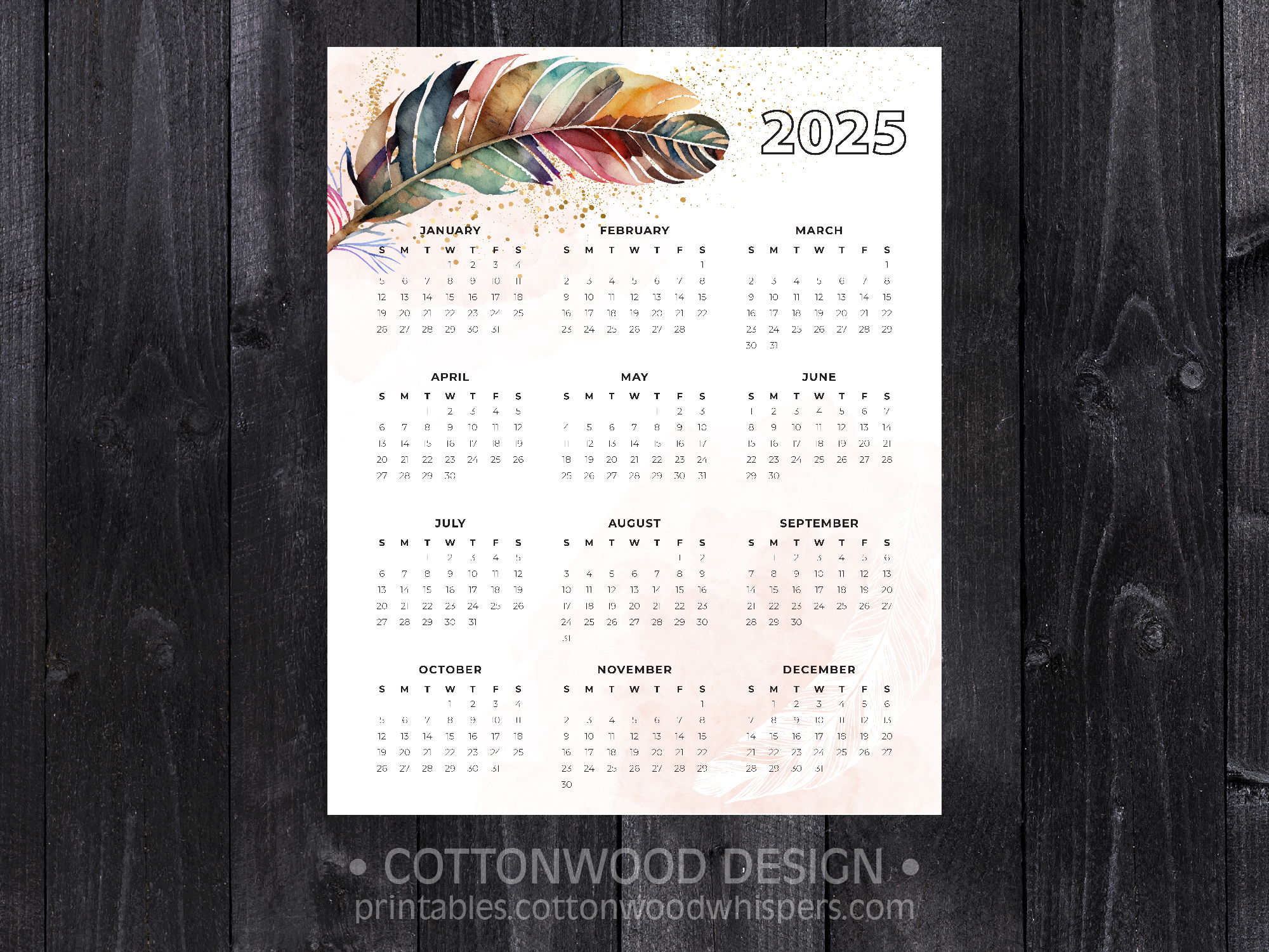 2025 Calendar Year Printable