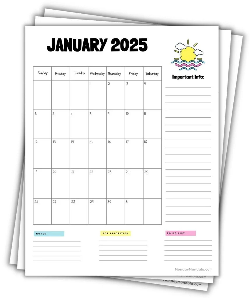 2025 Printable Calendars 56 Free PDF Printables 