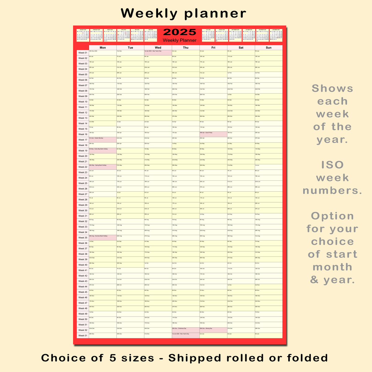 Free Printable Calendar 2025 Weekly