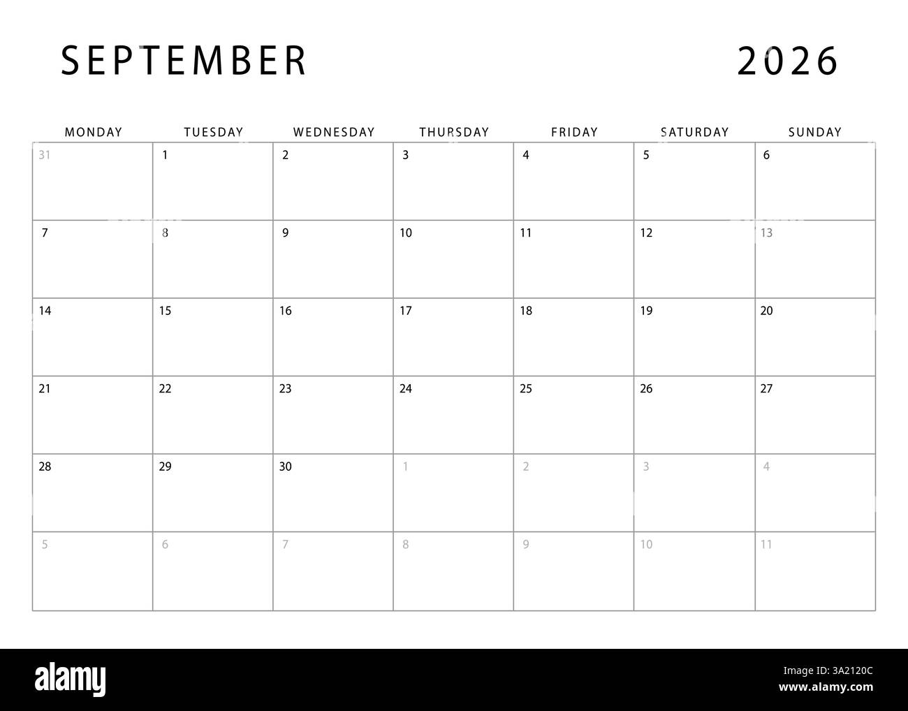 2026 Calendar Black And White Stock Photos Images Alamy