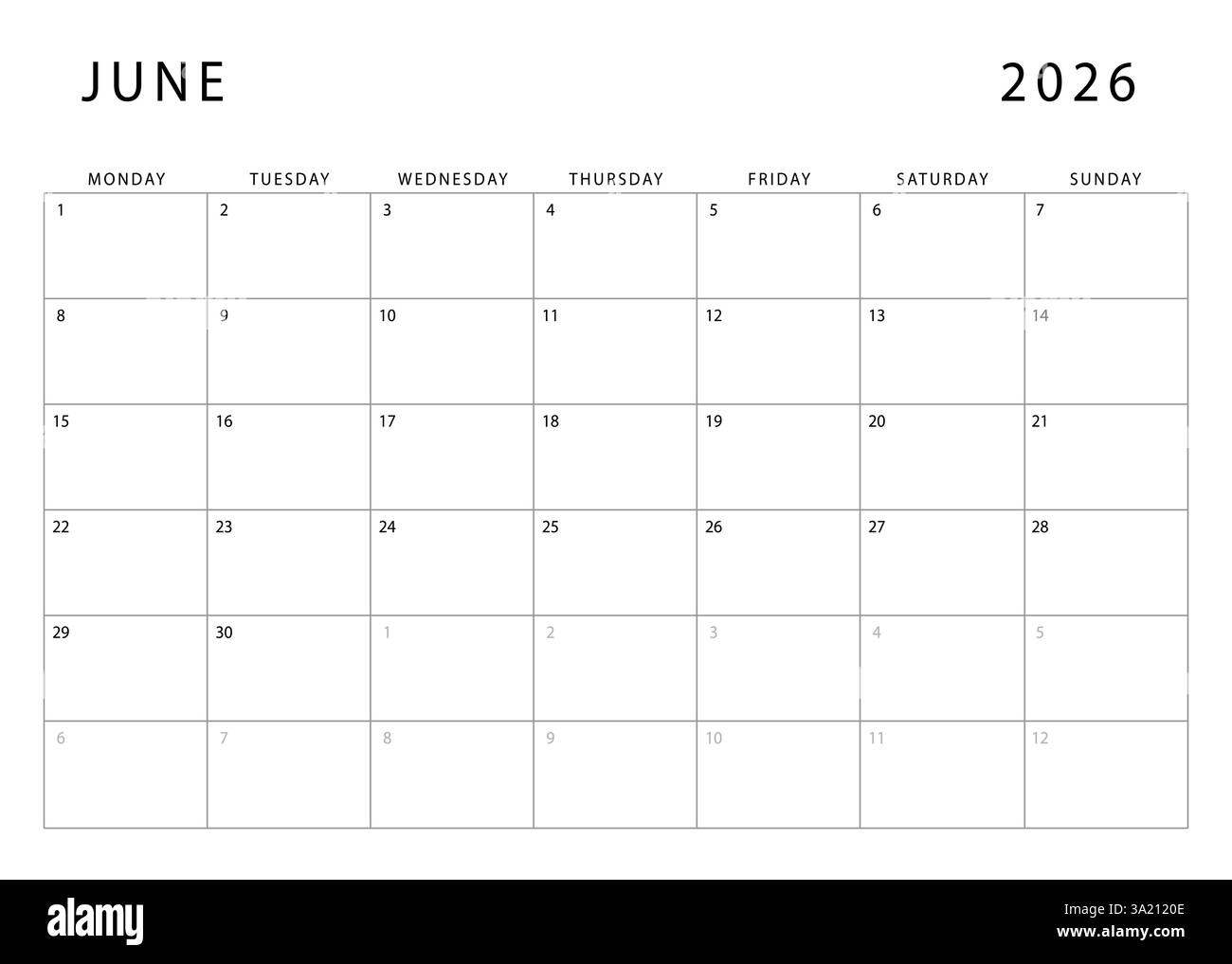 2026 Calendar Black And White Stock Photos Images Alamy