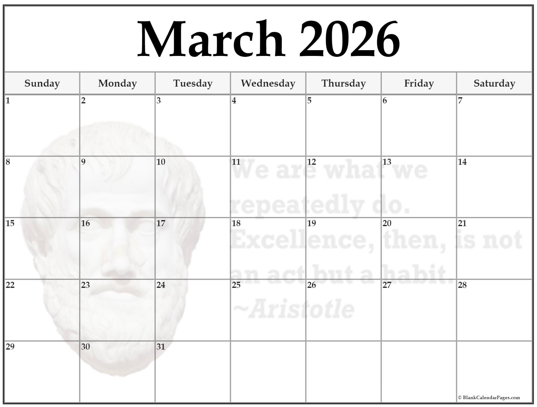 24 March 2026 Quote Calendars