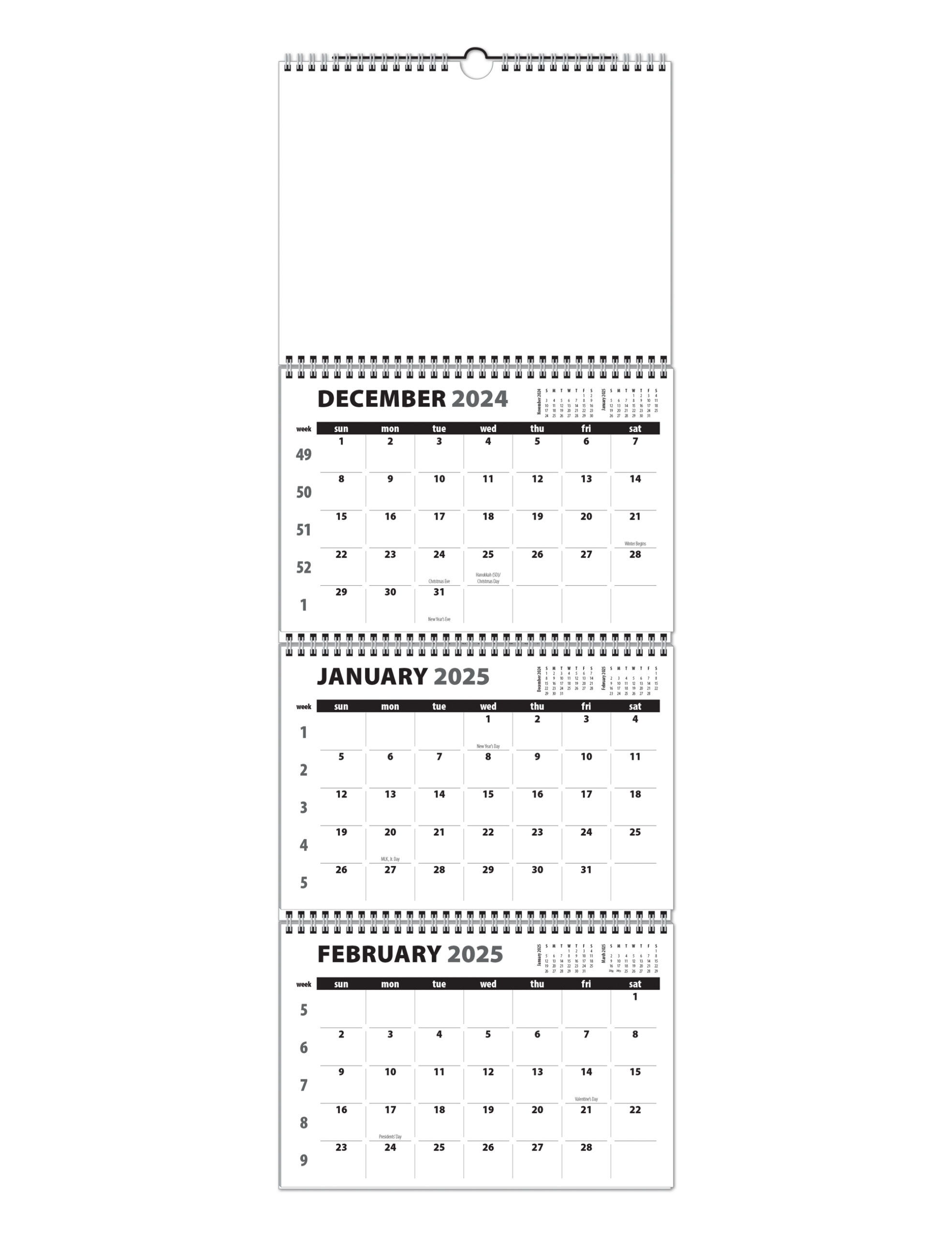 3 Month 4 Panel Single Photo Wall Calendar ValueCalendars
