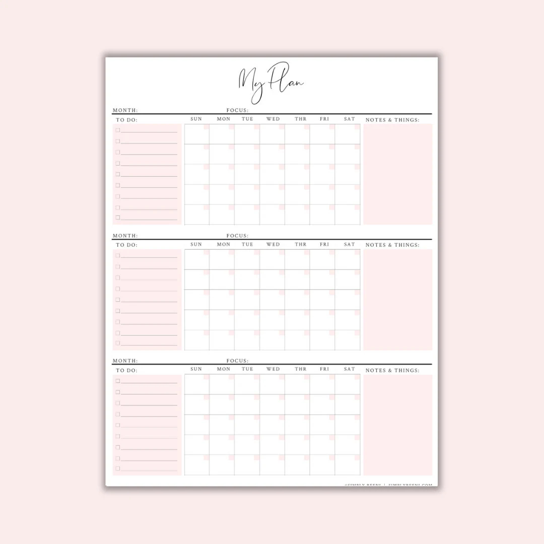 3 Month Calendar 3 Month Printable Calendar 90 Day Plan Instant Download Wall Calendar Large Wall Calendar Etsy UK