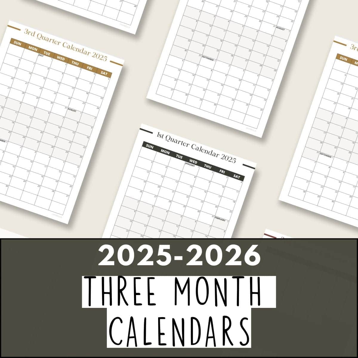 Blank 3 Month Calendar Printable