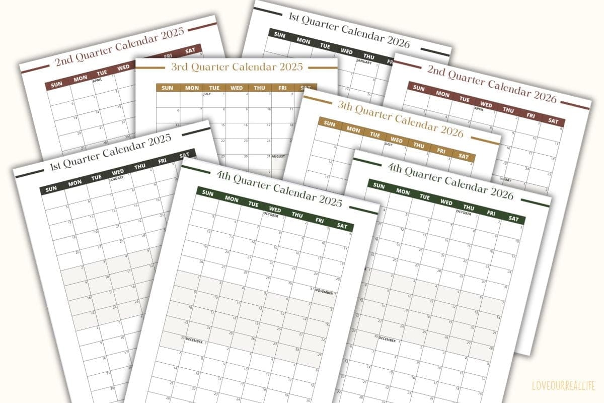 3 Month Calendar Printables 2025 And 2026 Love Our Real Life