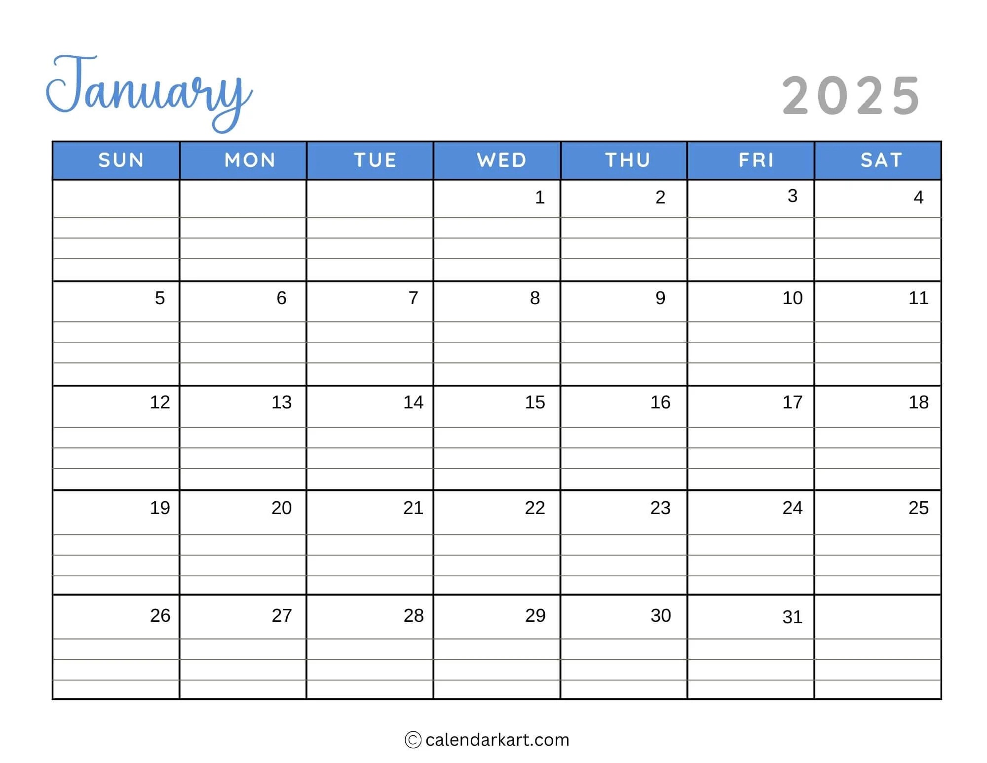 Free Printable 2025 12 Month Calendar