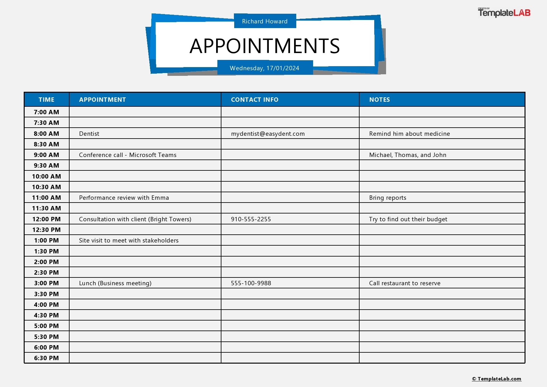 Free Printable Weekly Appointment Calendar 2025