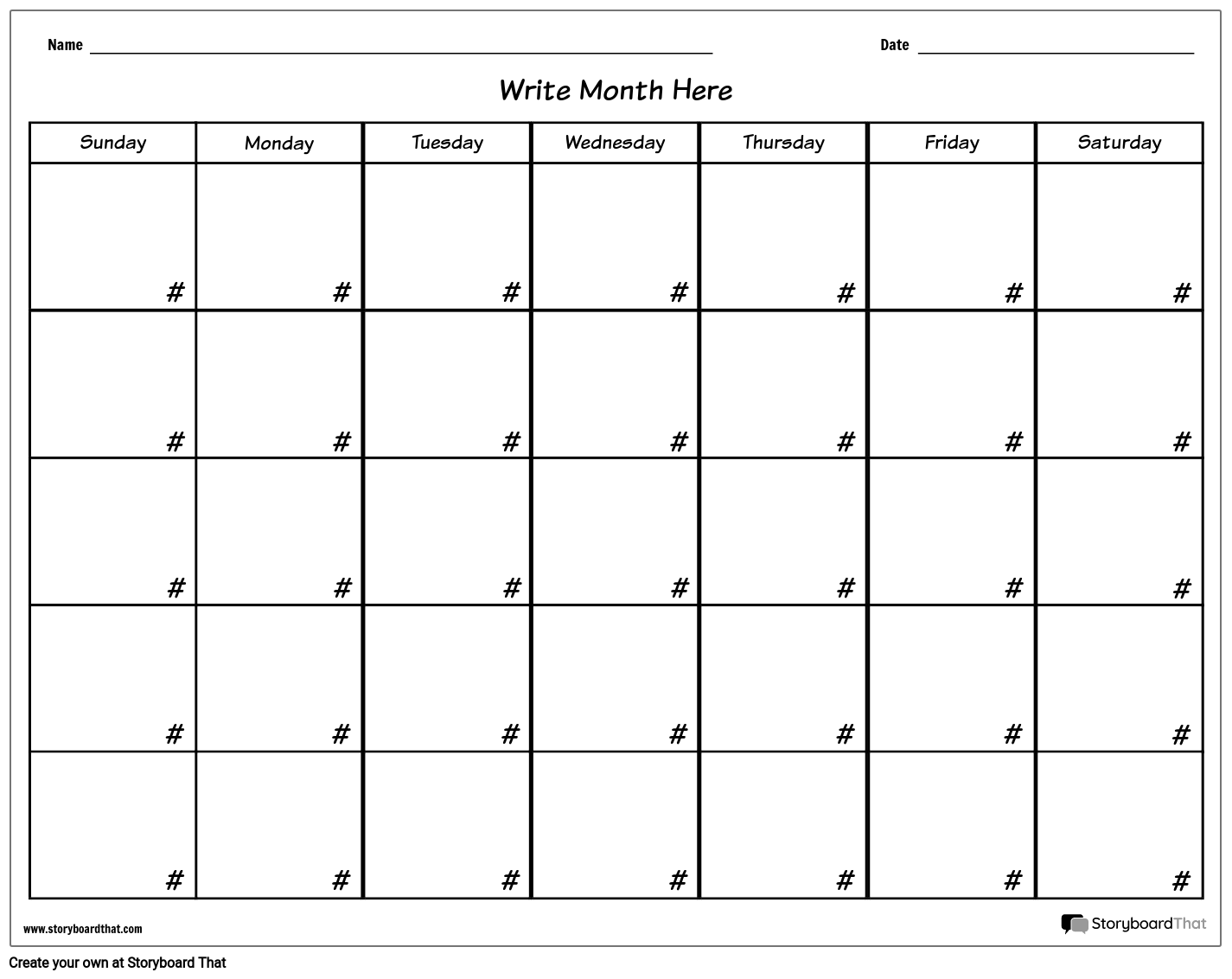 7 Day Monthly Calendar Template Free To Print