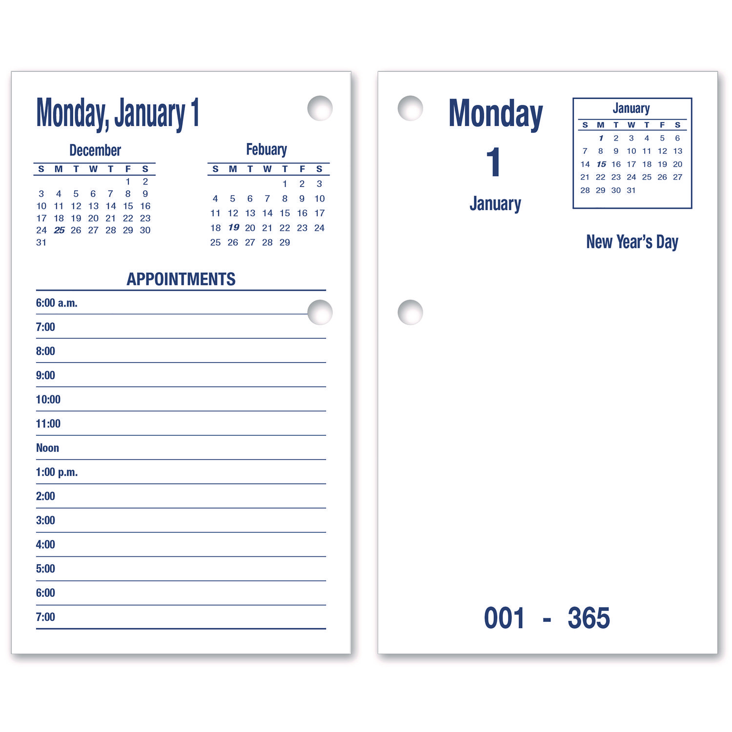 7510016648796 SKILCRAFTDAYMAX Type II Calendar Pad 6 X 3 5 White Blue Sheets 12 Month Jan To Dec 2025 Reliable Paper