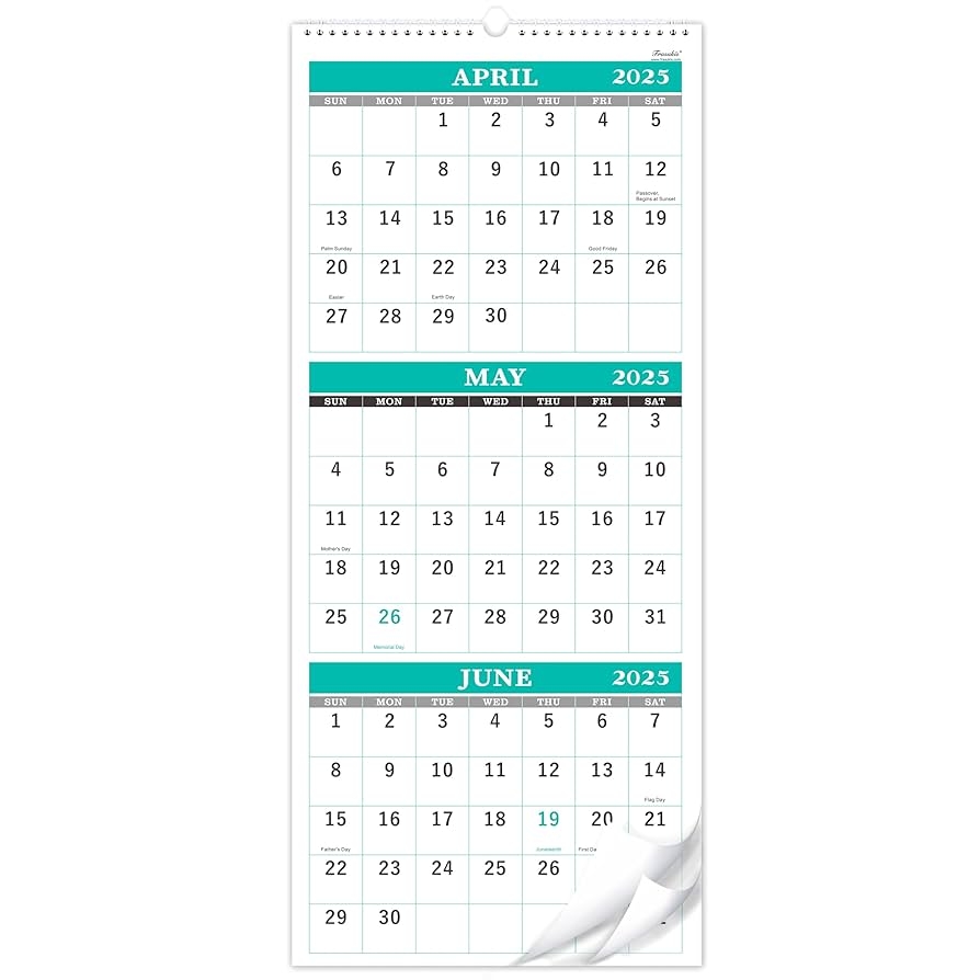 Amazon 2025 2026 Wall Calendar 2025 2026 Calendar From May 2025 Jun 2026 3 Month Display Calendar Folded In A Month 11 3 X 26 When Opened 3 Month Vertical Calendar Thick Paper Office Products