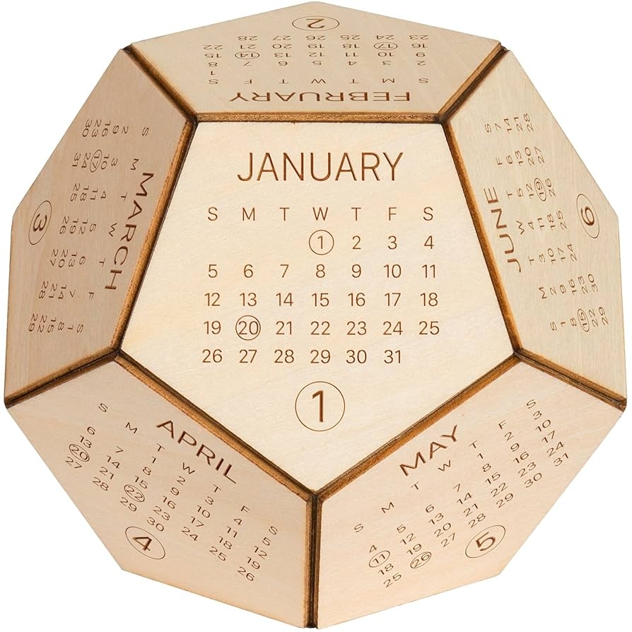 Amazon 2025 Wood Desk Calendar Dodecahedron Cube Calendar Cool New Year Gifts Ideas For Employees From Boss Funny Office Gifts For Coworkers Dungeons And Dragons Gifts Office Products