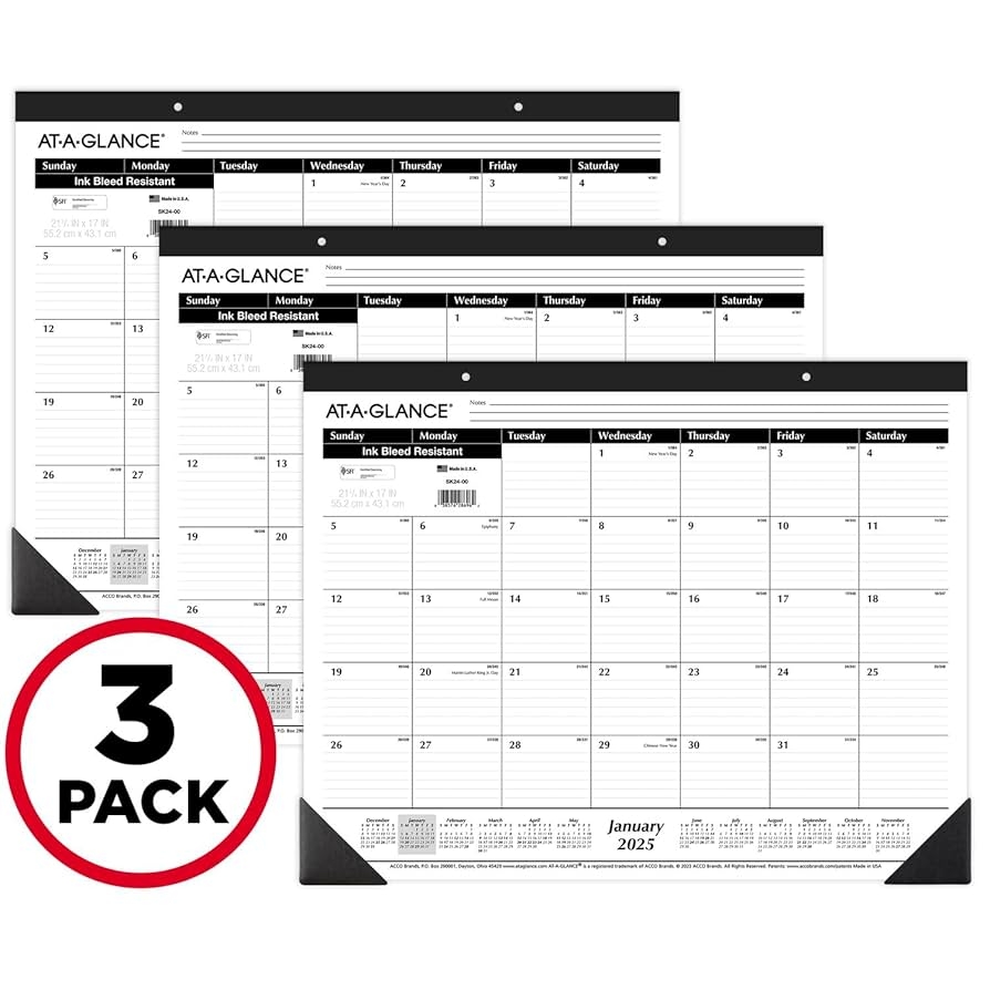 Amazon AT A GLANCE 2025 Desk Calendar 3 Pack Desk Pad 21 3 4 X 17 Large Ruled Blocks Monthly SK250025 Amazon AT A GLANCE 2025 Desk Calendar 3 Pack Desk Pad 21 3 4 X 17 Large Ruled Blocks Monthly SK250025