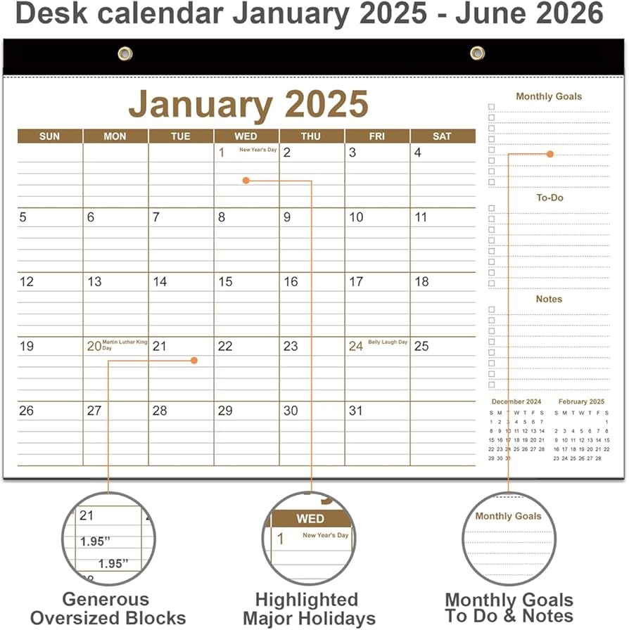 Amazon Desk Calendar 2025 2026 18 Months Calendar From January 2025 To June 2026 Desk Calendar 2025 With Thick Paper 12 X 17 Brown Office Products