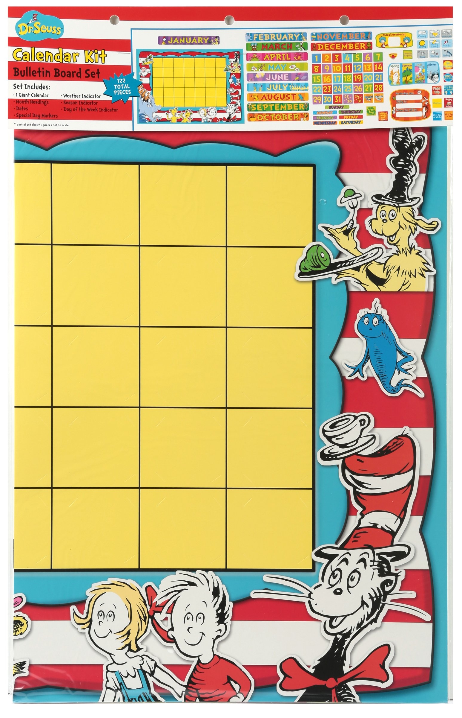 Amazon Eureka Classroom Supplies Back To School Dr Seuss Teacher Calendar Bulletin Board Set 122 Pcs Office Products